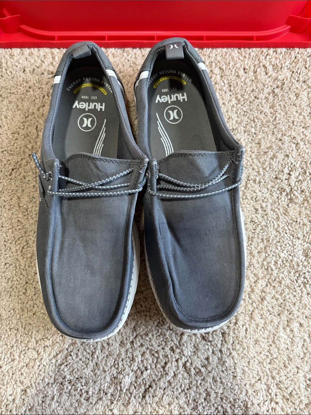 Hurley Men’s Charcoal Gray Canvas Slip-On Loafers